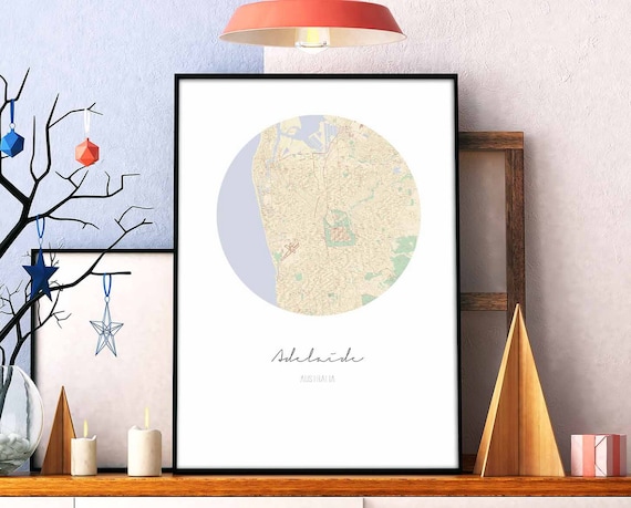 Adelaide Australia Minimalist Circle City Map Scandinavian Wall Art