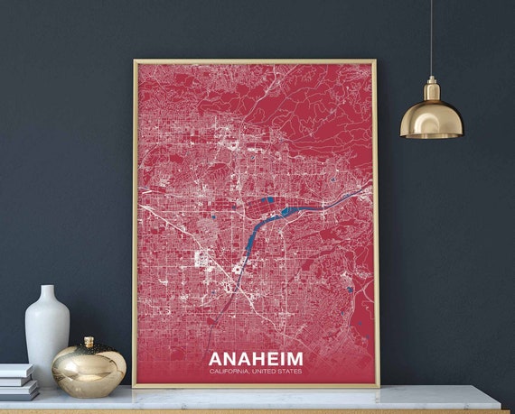 Anaheim Ca Usa Brick Red Poster Hometown City Print Modern Home Decor Office Decoration Wall Art Dorm Bedroom Gift