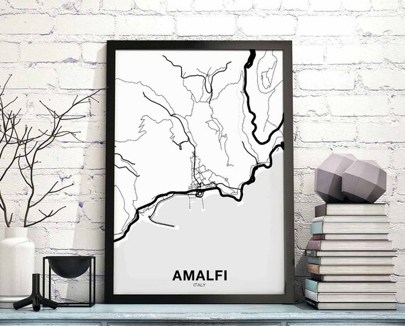 Amalfi Italy Map Poster Hometown City Print Modern Home Decor Office Decoration Wall Art Dorm Bedroom Gift