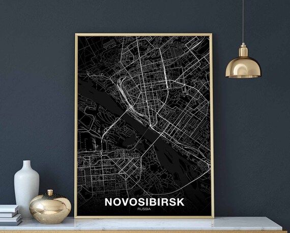 Novosibirsk Russia Map Poster Black White Hometown City Print Modern Home Decor Office Decoration Wall Art Dorm Bedroom Gift