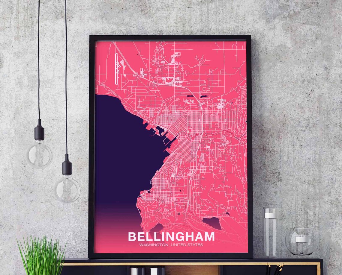 Bellingham Washington City Poster Print, Modern Decor