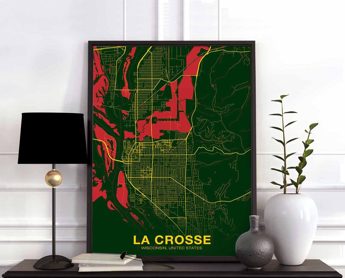 La Crosse Wisconsin USA Poster, Modern City Print