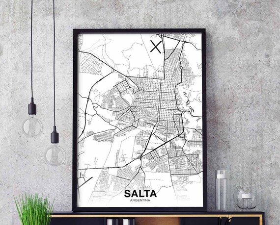 Salta Argentina Map Poster Black White Hometown City Print Modern Home Decor Office Decoration Wall Art Dorm Bedroom Gift