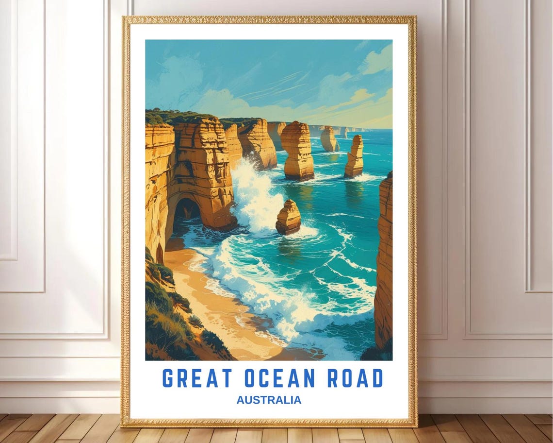 Great Ocean Road Australia Twelve Apostles Sea Stacks Travel Poster