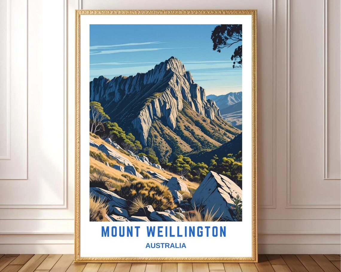 Mount Wellington Australia Vintage Mountain Landscape Poster