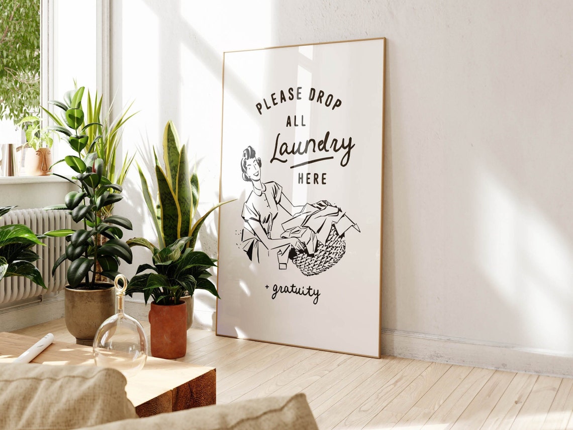 Please Drop All Laundry Here Retro Funny Vintage Laundry Room Poster - Image 2