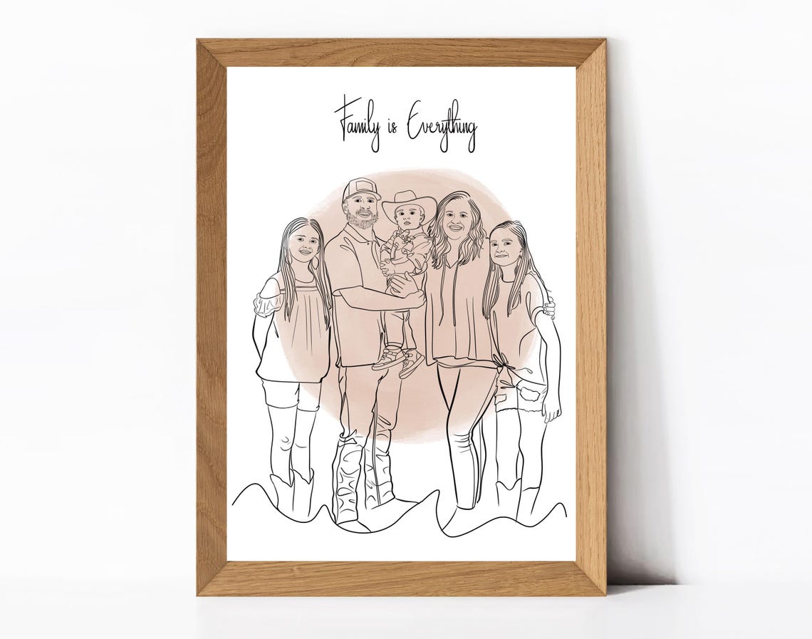 Couple Piggyback Ride Pink Circle Custom Line Drawing Poster - Image 3