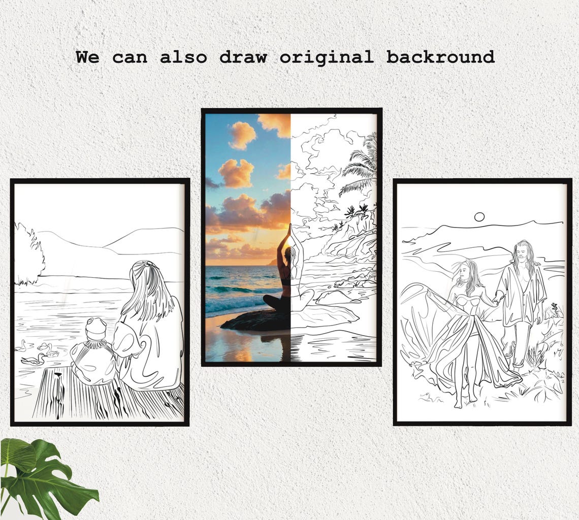 Custom Couple Line Art Personalized Girlfriend Gift Personalized Outline Drawing From Memories Line Art Portrait For Family One Line - Image 2