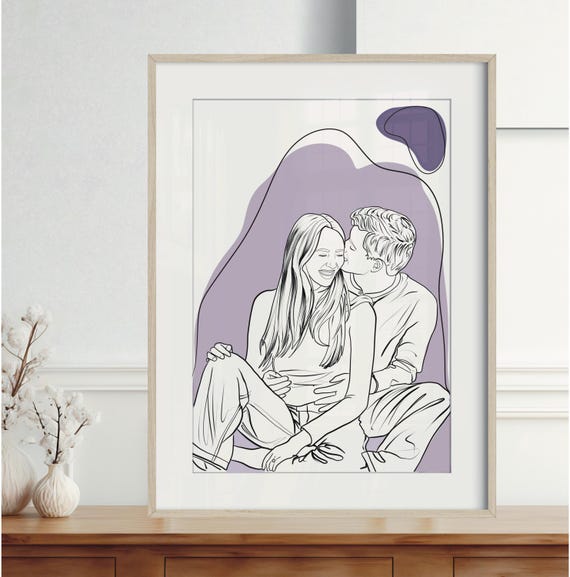 Personalized Couple Line Art Boyfriend Gift Girlfriend Gift Personalized Illustration Custom One Line Drawing Portrait From Picture