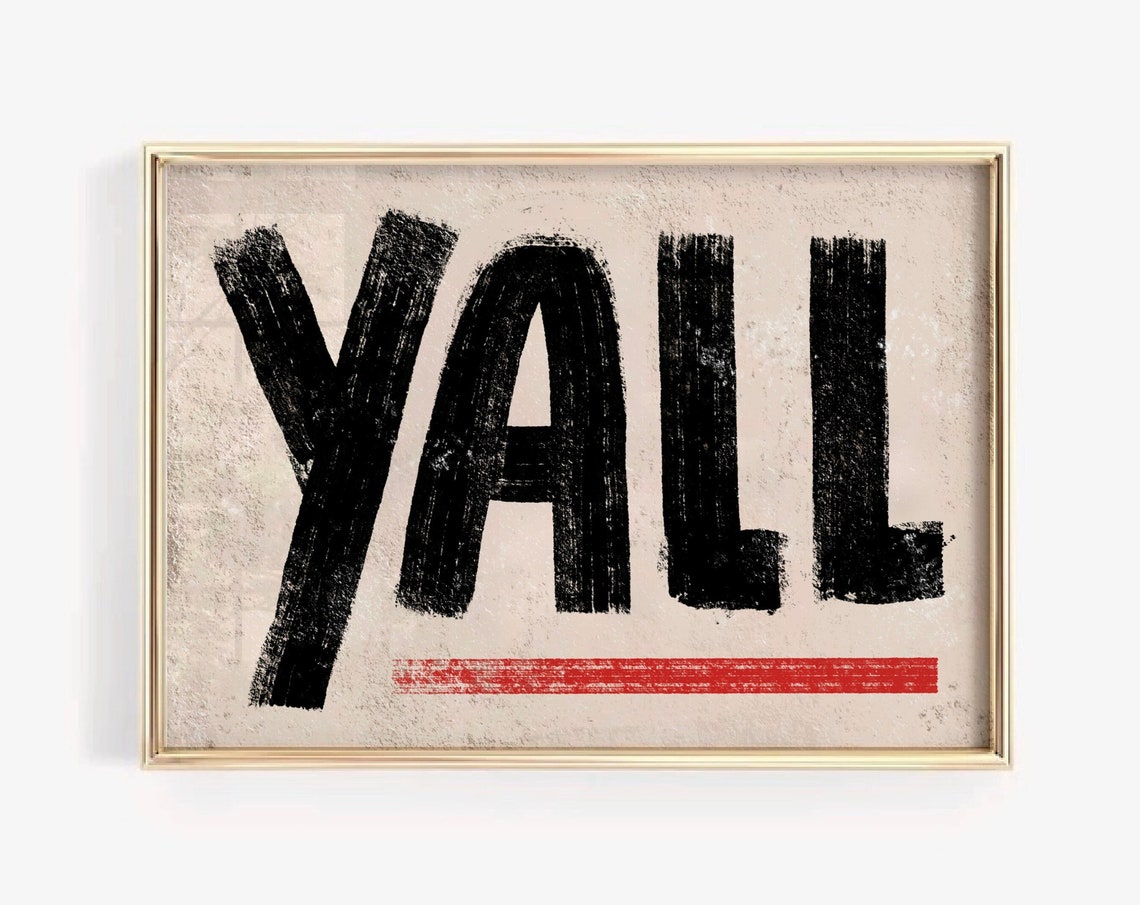 Yall Bold Black Brushstroke Western Typography Decor Wall Poster - Image 3
