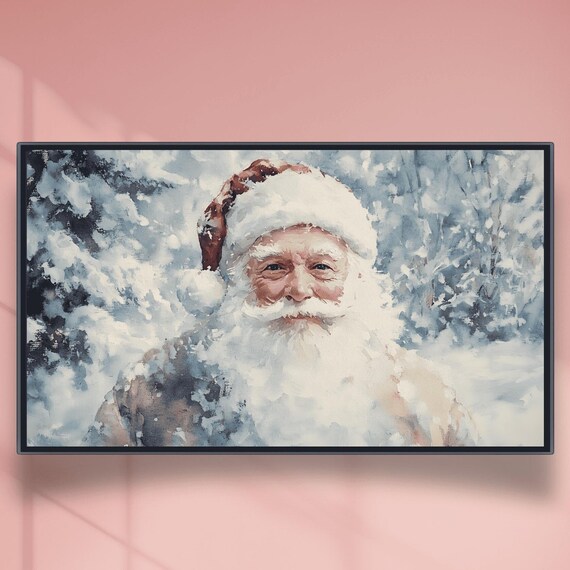 Santa Claus Smiling Portrait In A Snowy Winter Forest Poster