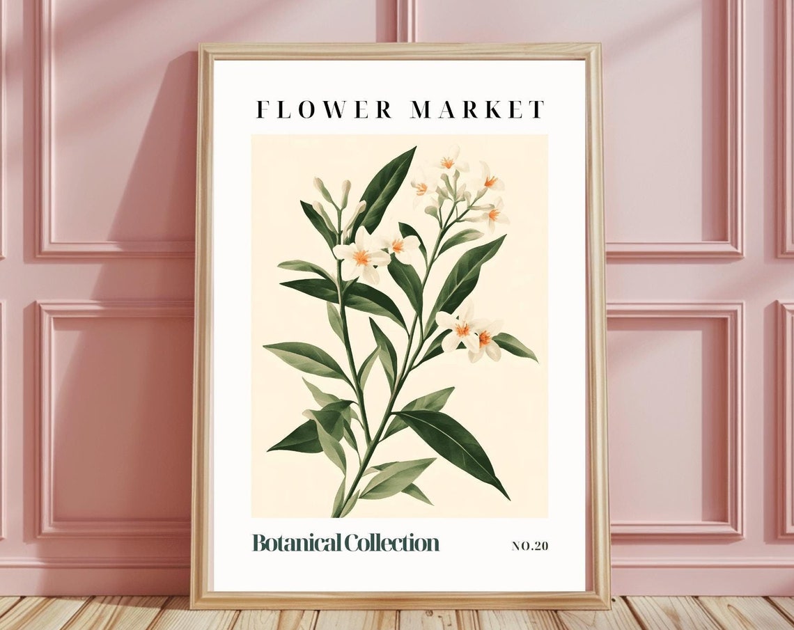 Flower Market White Blossom Botanical Collection No.20 Poster