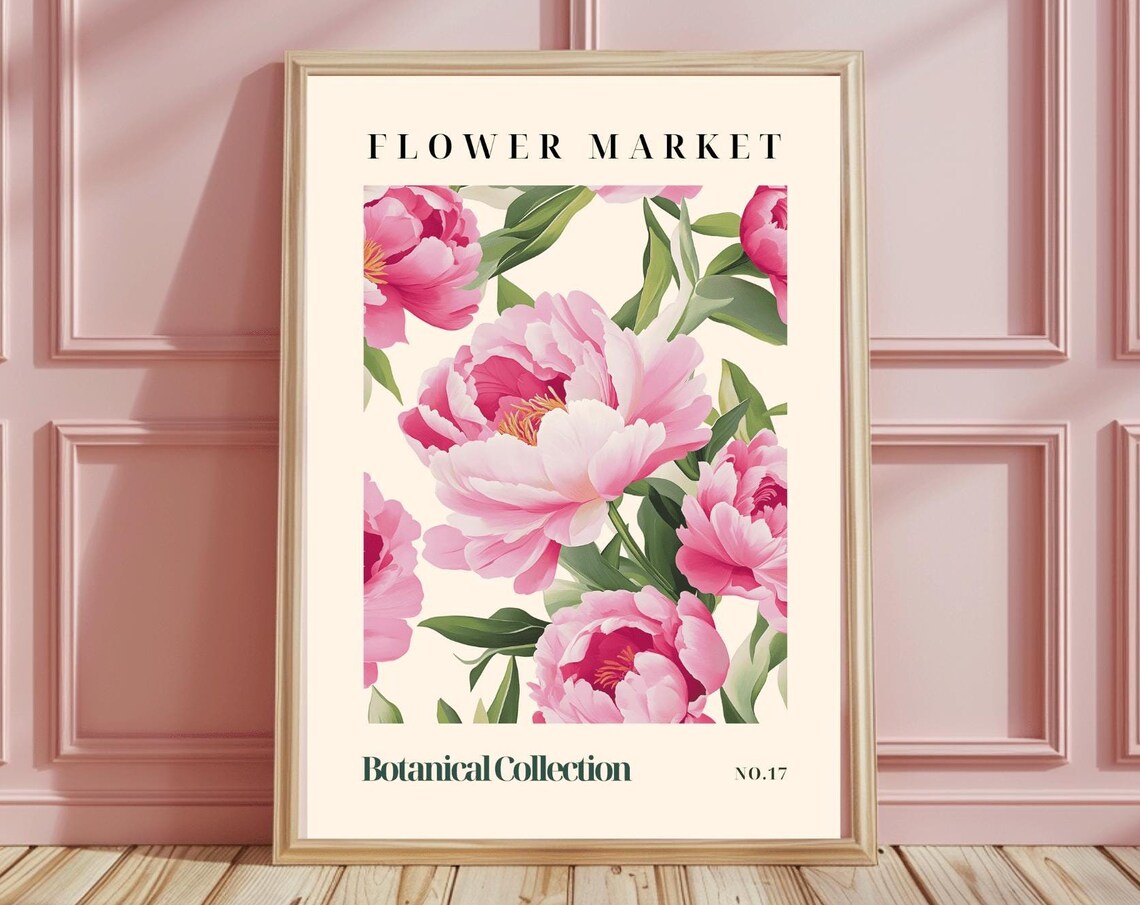Flower Market Pink Peonies Botanical Collection No.17 Poster