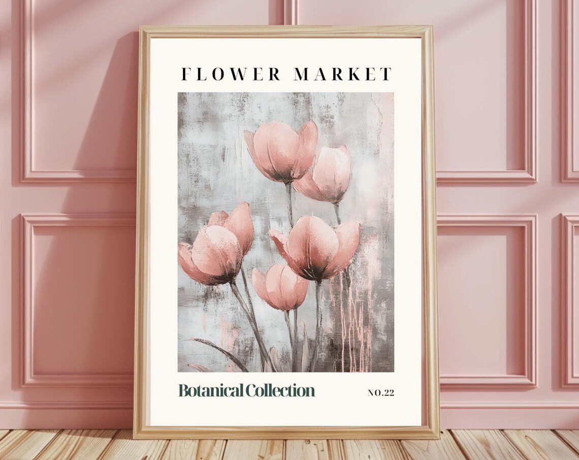 Flower Market Soft Pink Tulips Painterly Botanical No.22 Poster