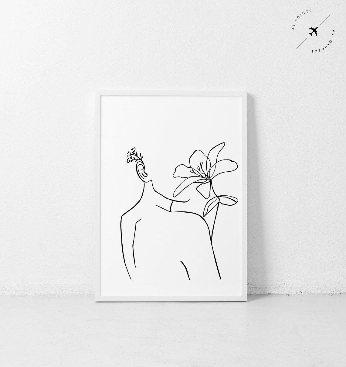 Woman With Flower Line Art Lily Floral Feminine Minimalist Poster - Image 3