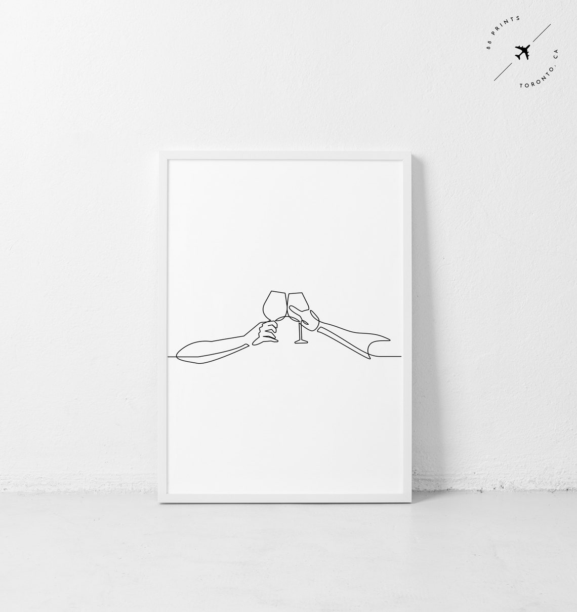 Cheers Wine Toast Continuous Line Drawing Minimalist Kitchen Poster - Image 3