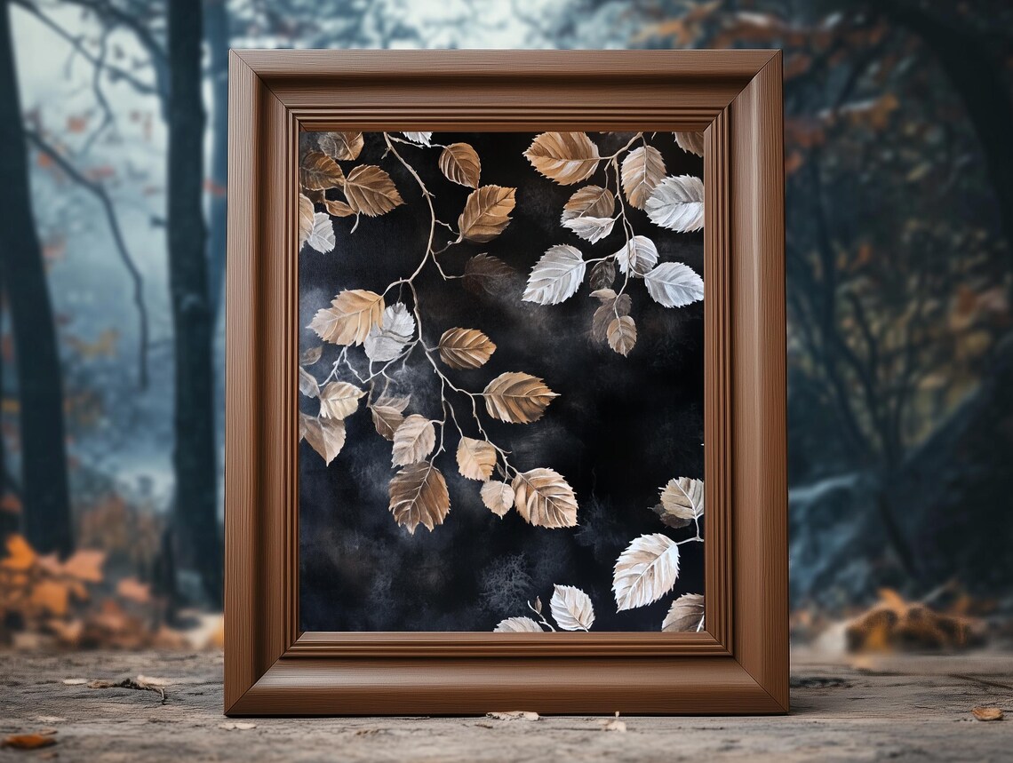 Dark Academia Moody Botanical Wall Art Dark Vintage Floral Print Autumn Decor - Image 4