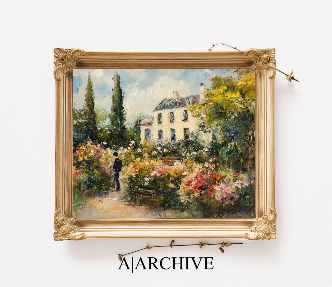 Sunlit Cottage Flower Garden Vintage Impressionist Style Art Poster - Image 2
