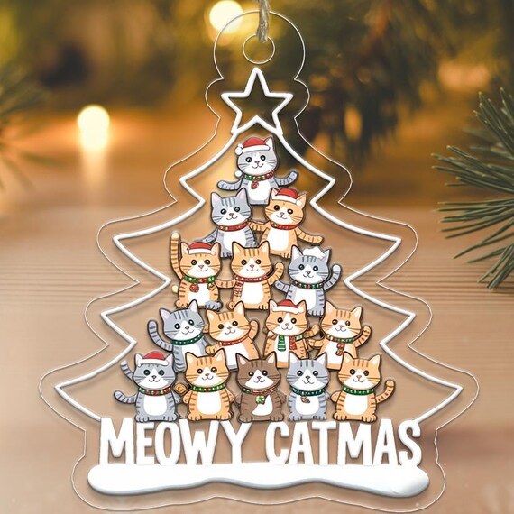 Meowy Catmas Christmas Tree Cats Ornament Cute Cat Lover Poster