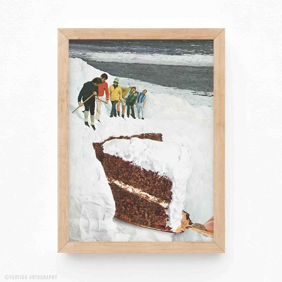 Glacier Cake Art Print, Surreal Snow Mountain Dessert