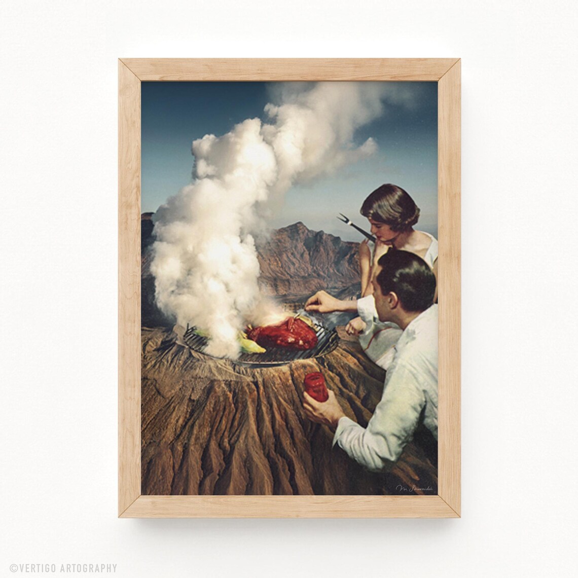 On A Good Day Surreal Retro Mountain Art Print
