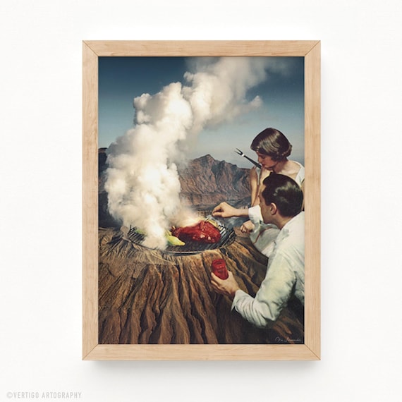 On A Good Day Surreal Retro Mountain Art Print