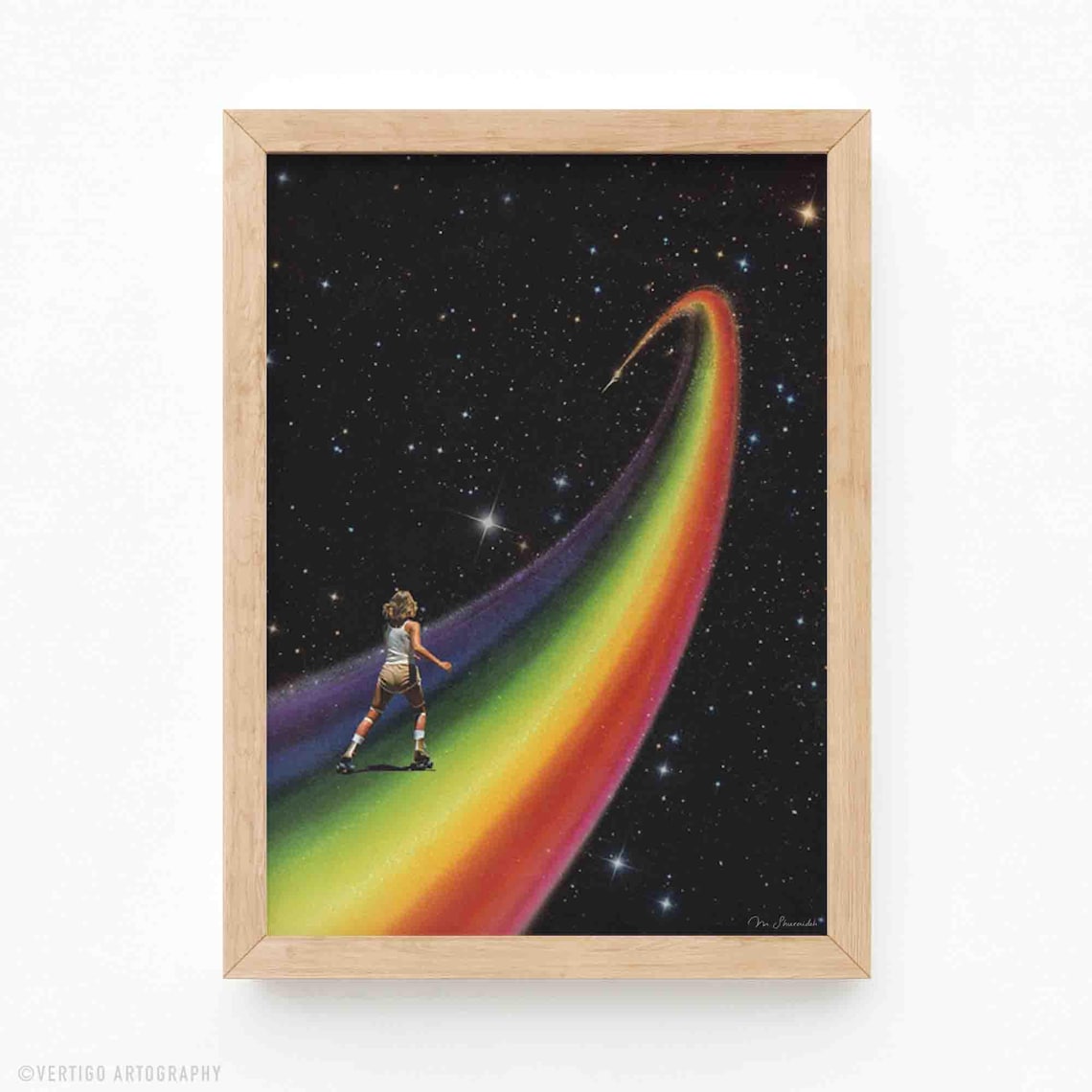 Retro Roller Skating Disco Collage Art Print