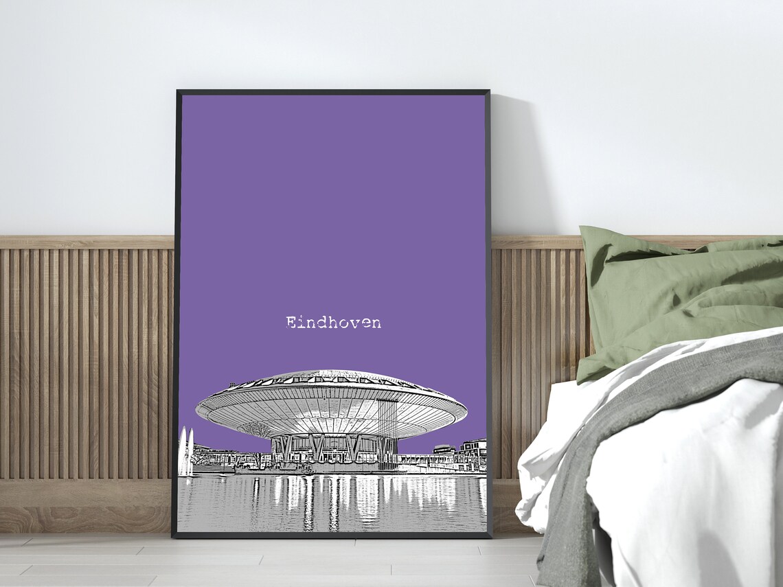 Eindhoven Evoluon Saucer Purple Pop Art Holland Landmark Poster - Image 4