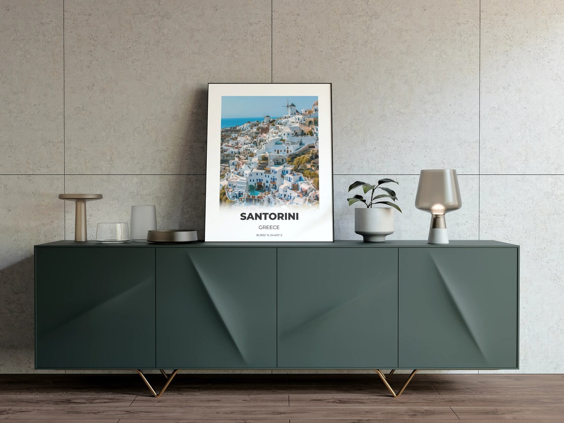 Santorini Greece Whitewashed Oia Houses Aegean Sea Photo Print Art - Image 4