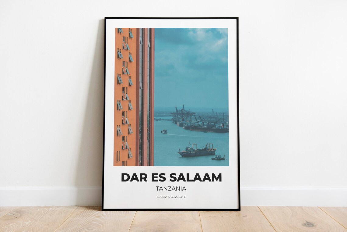 Dar es Salaam Tanzania Harbor Ships Skyline Photo Print Travel Art