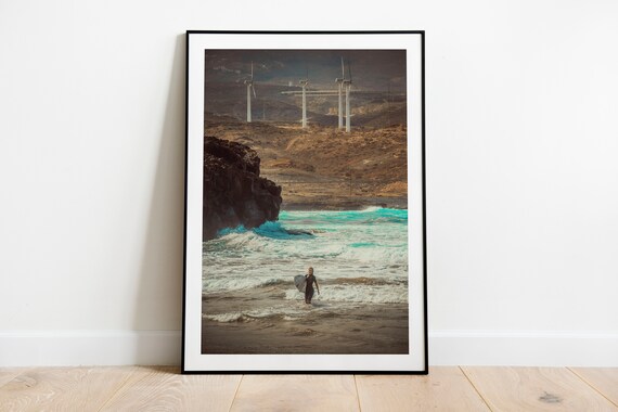 Surf Print Surf Art Surfing Poster Wall Art Large Poster Travel Poster Photography Print Canary Islands Print