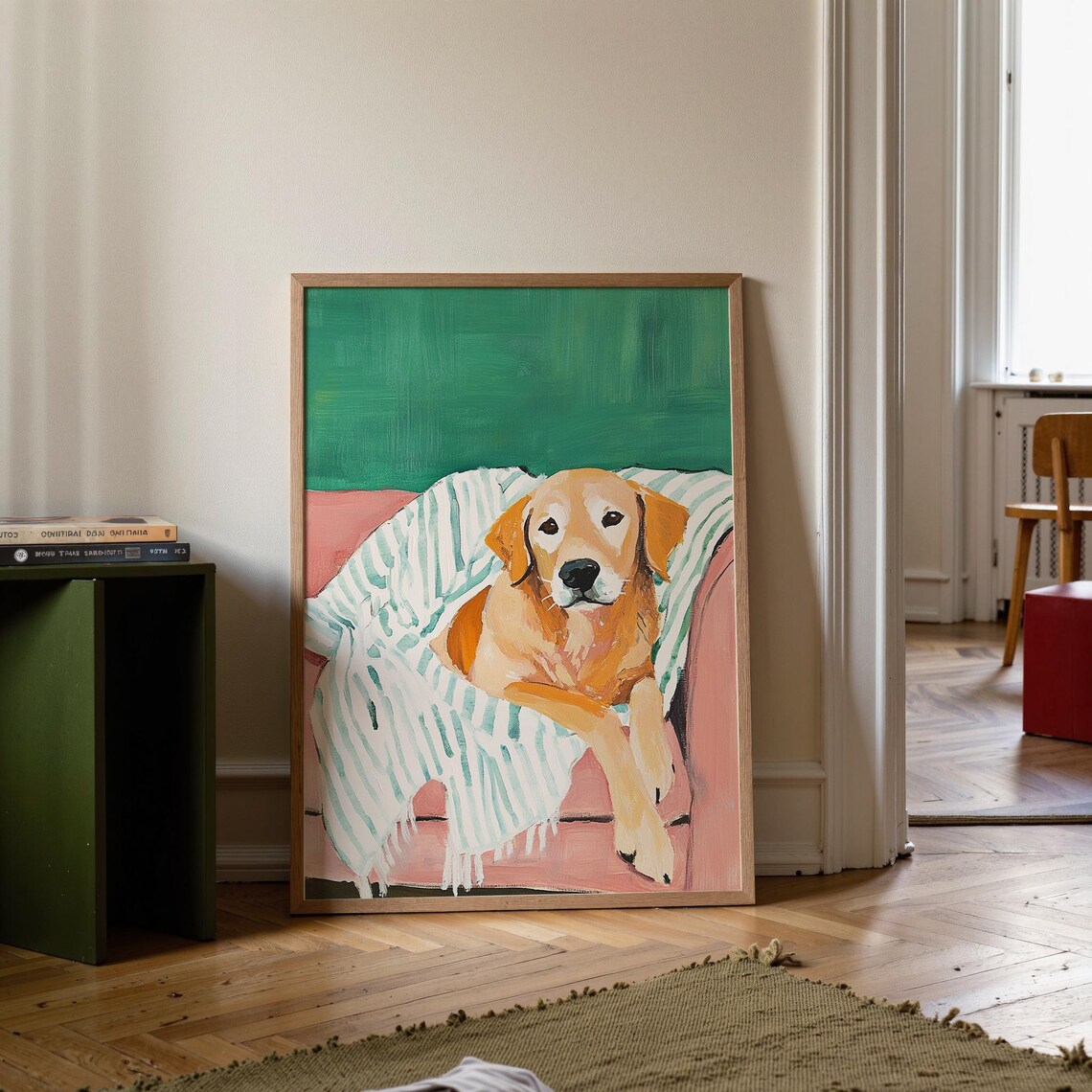 Golden Retriever Art Print, Watercolor Dog Portrait