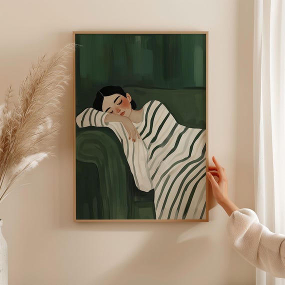 Abstract Stripe Woman, Modern Minimalist Art Print