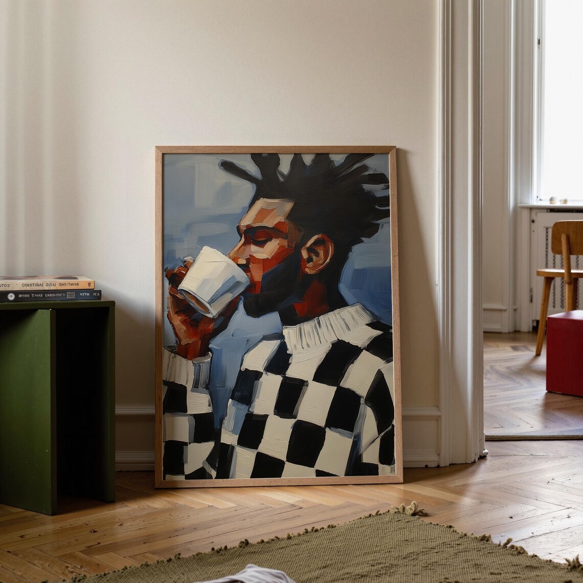 Black Man Portrait, Afrocentric Coffee Lover