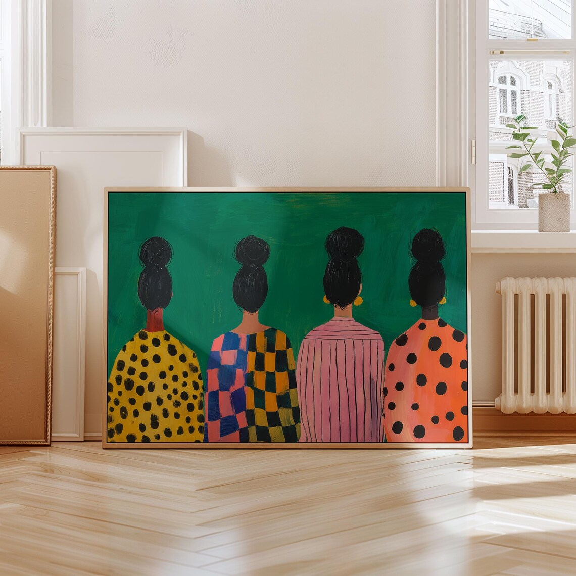 Modern Black Women Art Print, Afrocentric Boho Folk