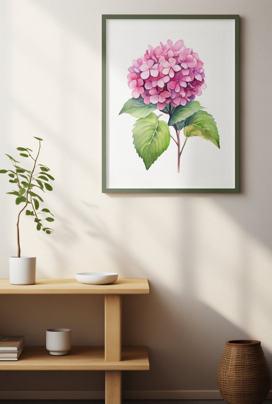 Pink Hydrangea Pom Pom Bloom Cheerful Happy Watercolor Art Poster - Image 4