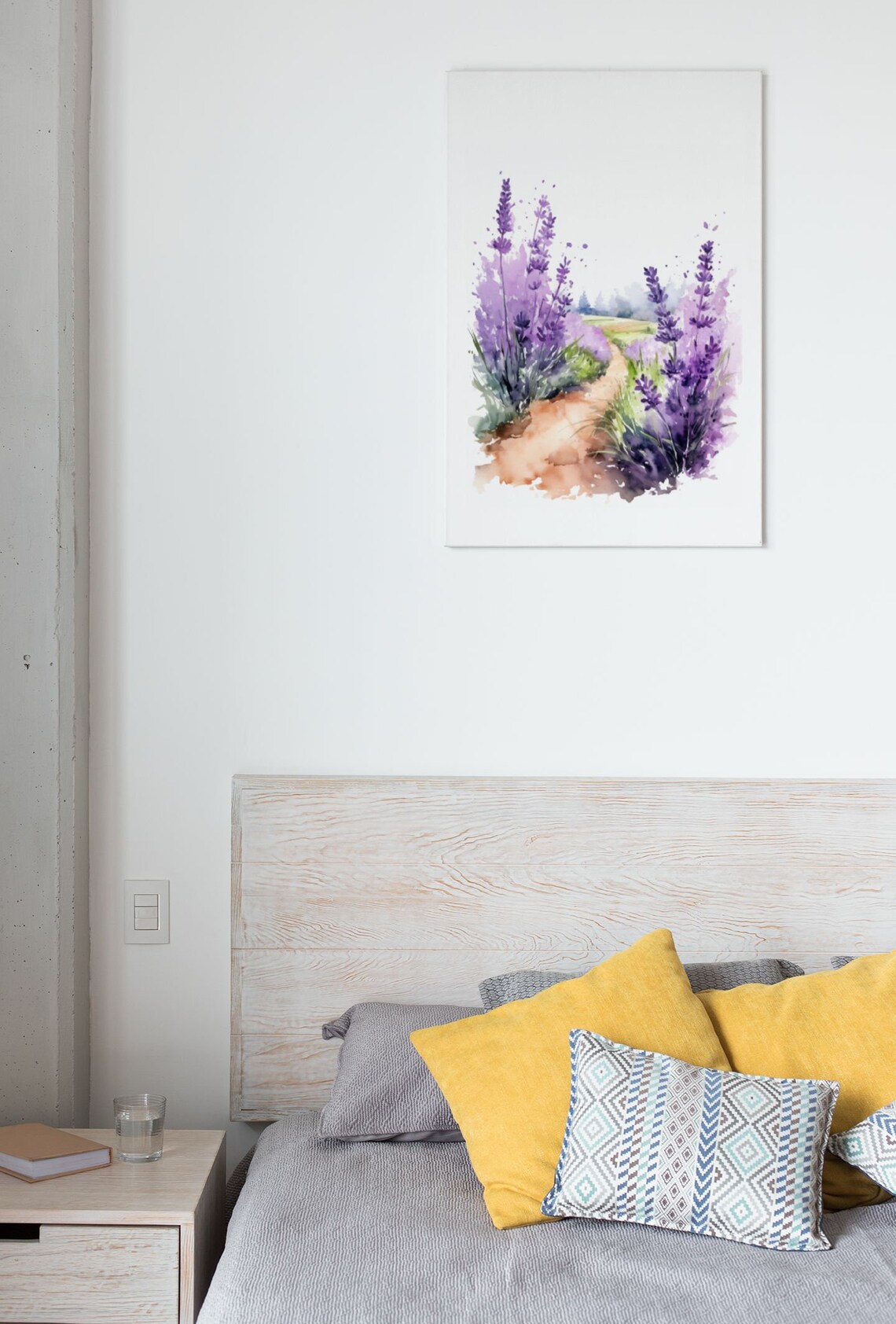 Lavender Field Winding Country Path Dreamy Watercolor Art Poster - Image 9