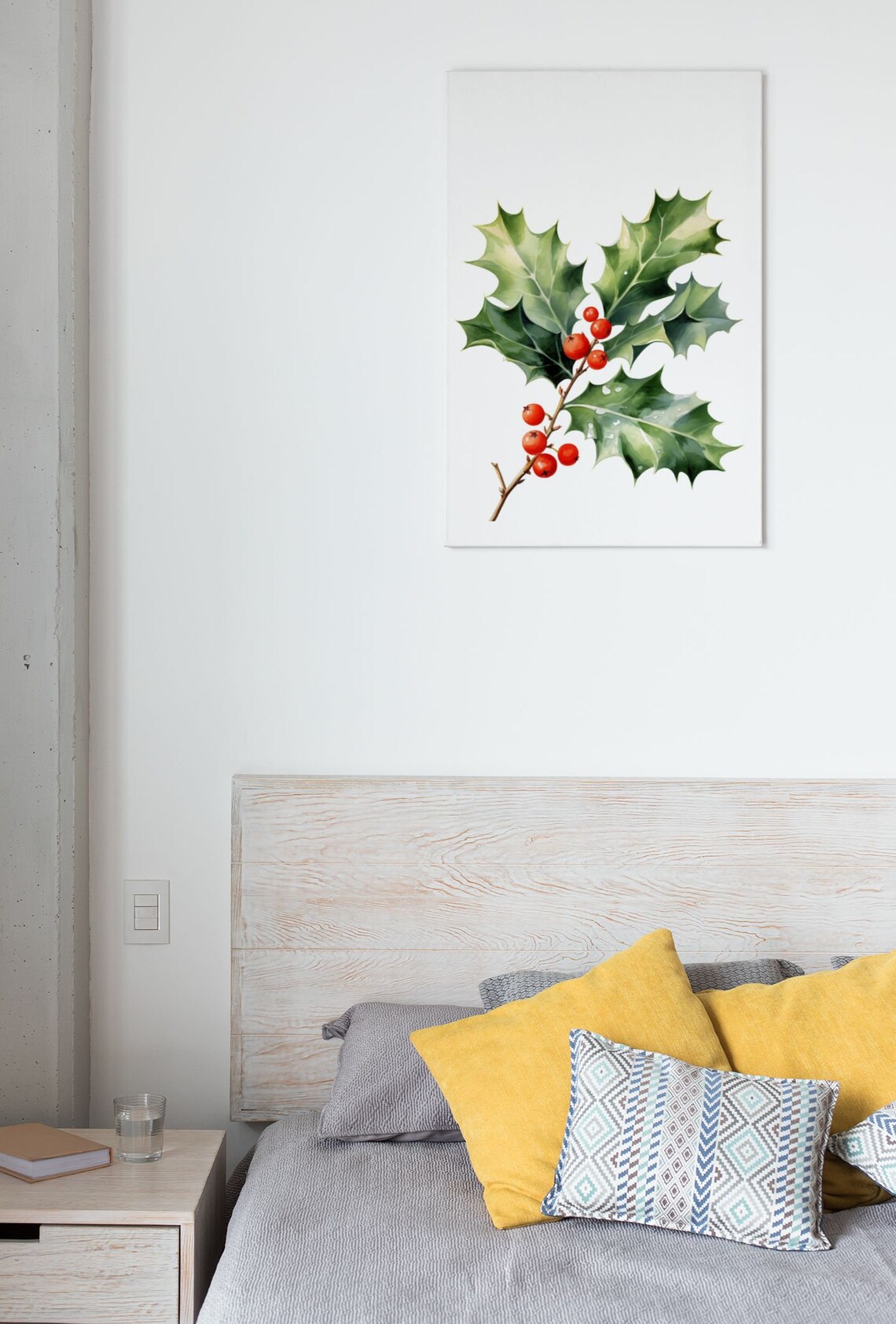 Holly Branch With Red Berries Classic Festive Watercolor Art Poster - Image 7