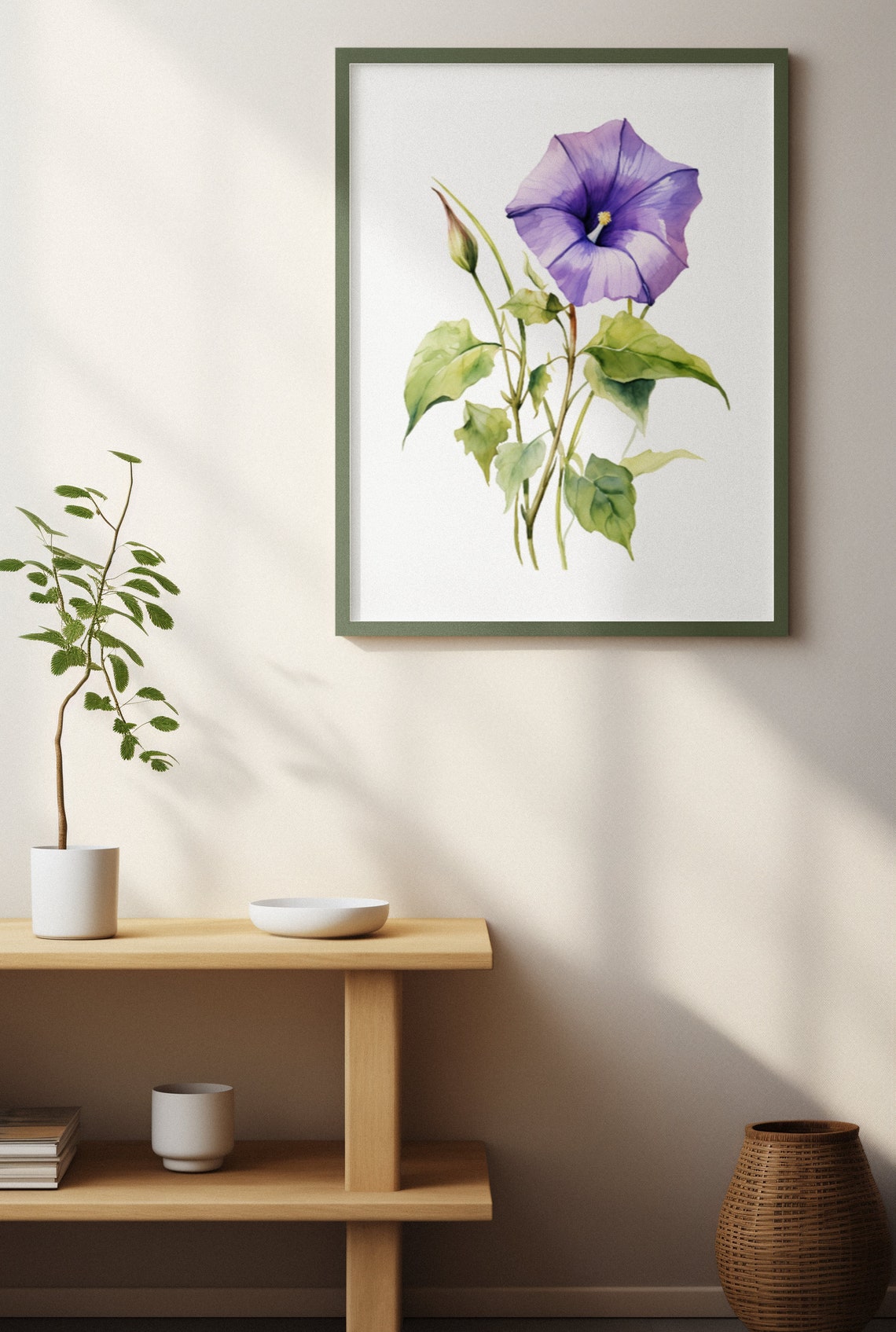Purple Morning Glory Bloom Watercolour Botanical Flower Poster - Image 4