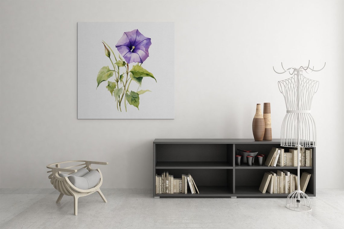 Purple Morning Glory Bloom Watercolour Botanical Flower Poster - Image 9