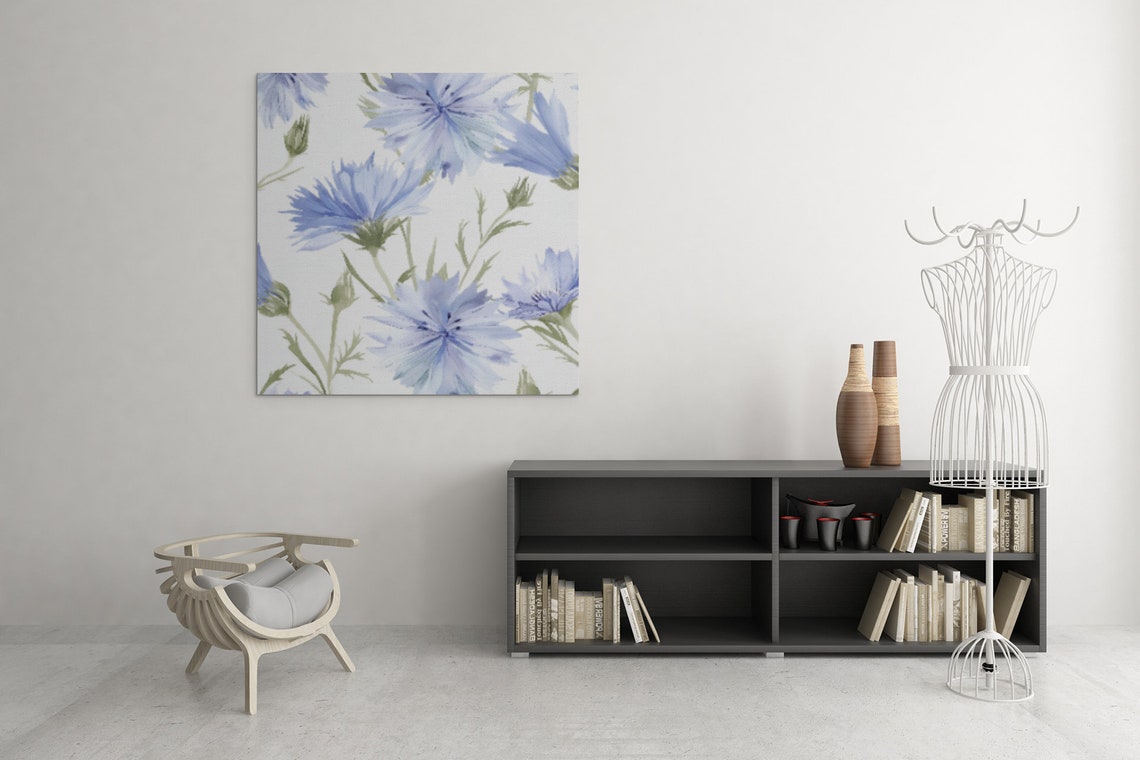 Blue Chicory Wildflowers Soft Watercolor Floral Botanical Poster - Image 8