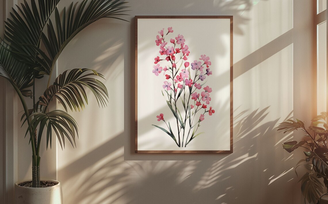 Pink Forget-Me-Not Sprays Delicate Watercolor Flower Art Poster - Image 7