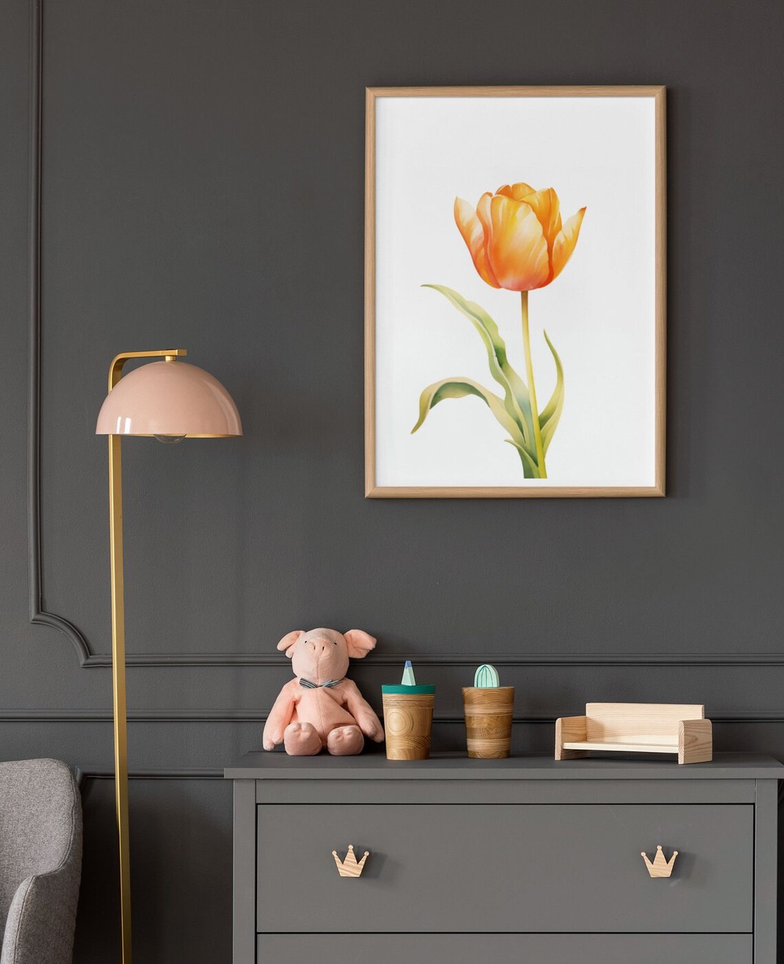 Orange Tulip Single Flower Watercolour Botanical Flower Poster - Image 9