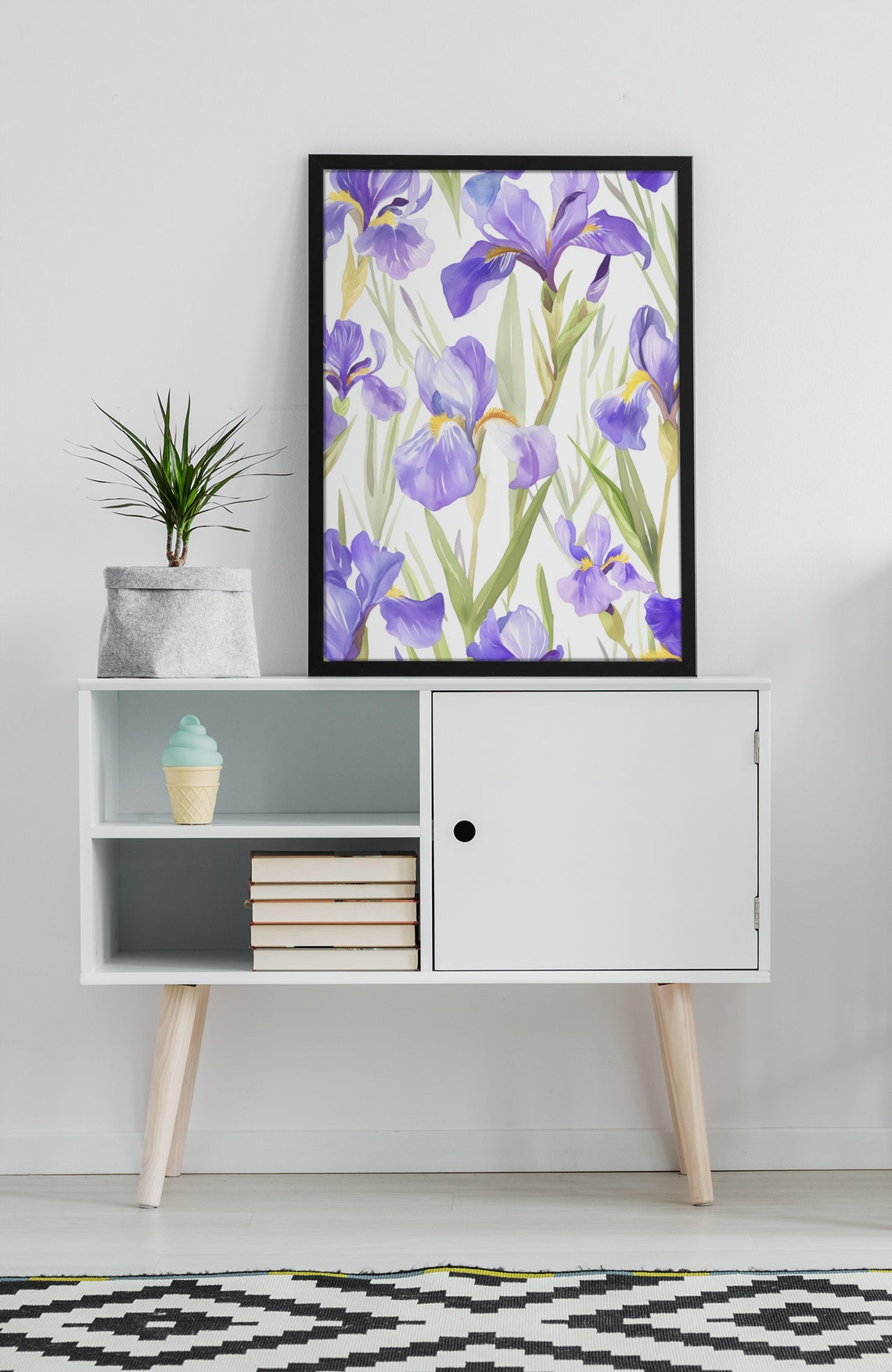 Purple Iris Blooms Graceful Watercolor Floral Botanical Poster - Image 5