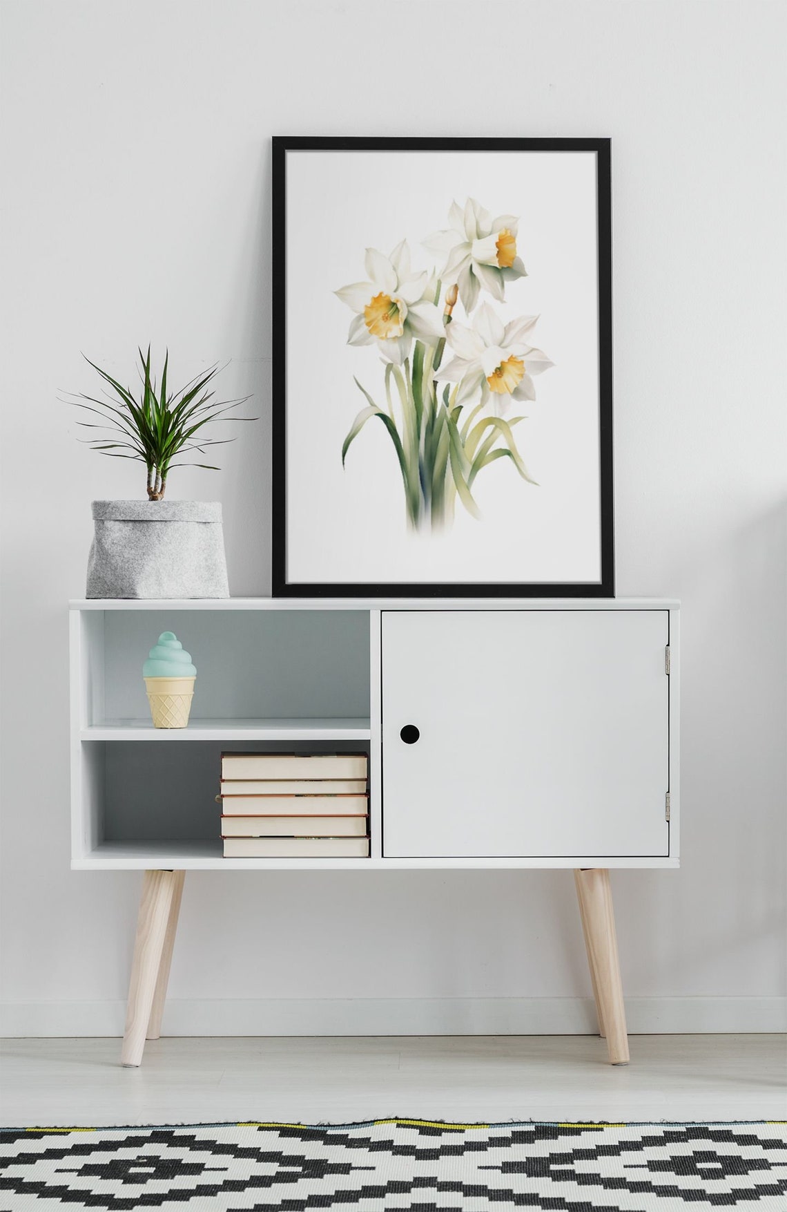 White Narcissus Triple Bloom Watercolour Botanical Flower Poster - Image 6