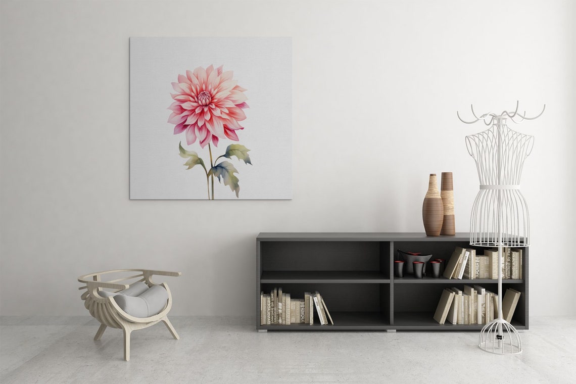 Blush Pink Dahlia Blossom Magenta Watercolour Botanical Art Poster - Image 9