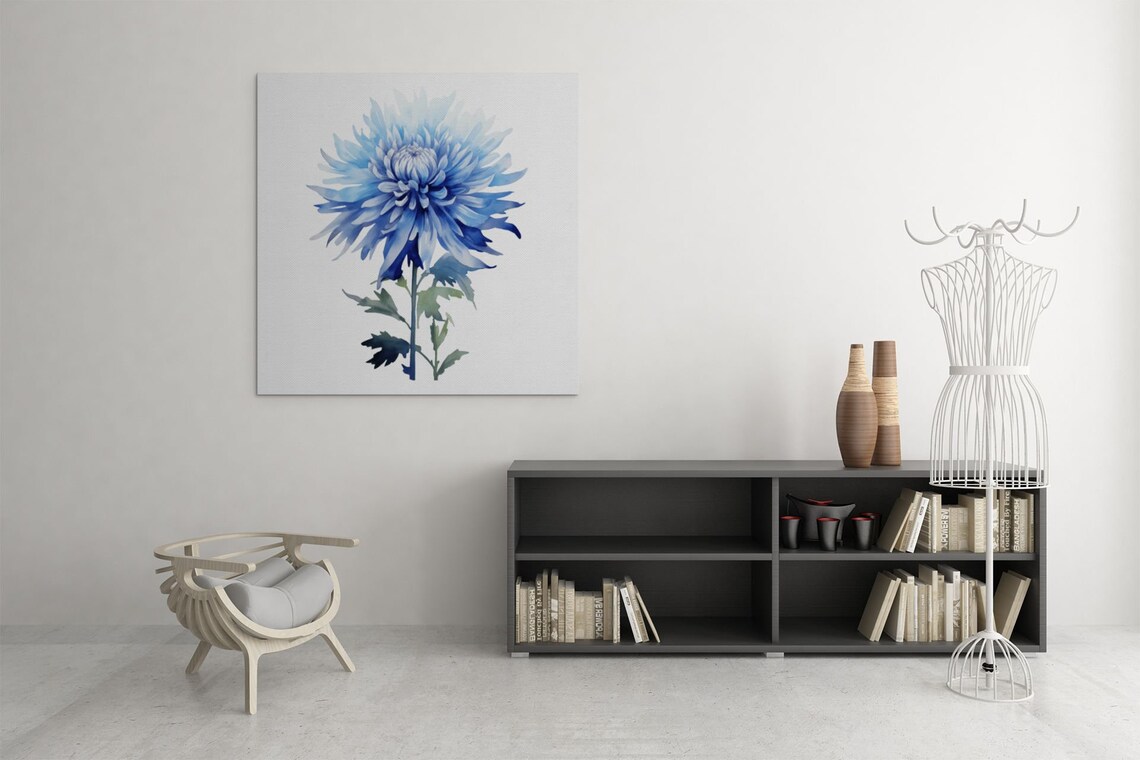 Vivid Blue Aster Flower Bold Watercolour Botanical Flower Poster - Image 8