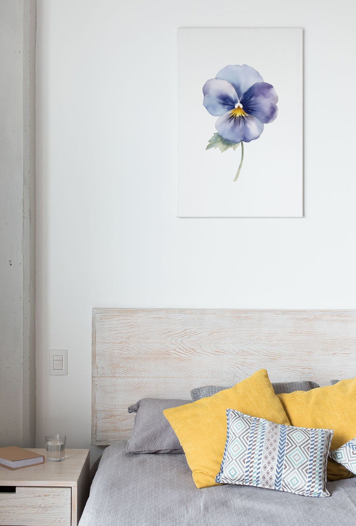 Blue Pansy Delicate Single Bloom Watercolour Botanical Flower Poster - Image 9