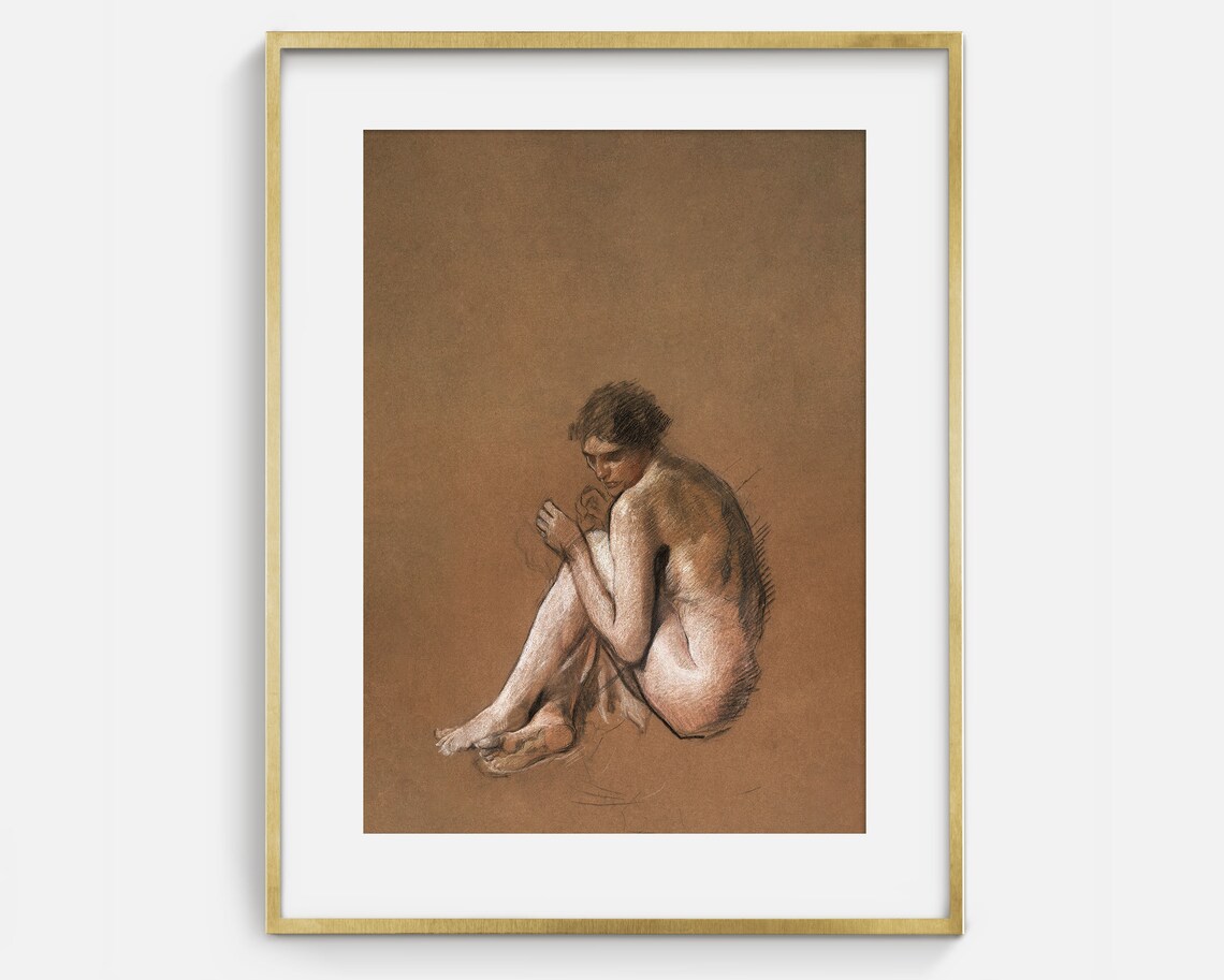 Minimalist Vintage Figure Drawing of Woman, Art Print - Image 2