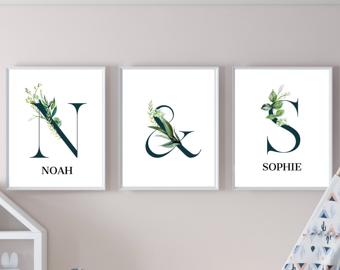 Personalised Eucalyptus Initial Letter O Name Nursery Poster Oliver - Image 3